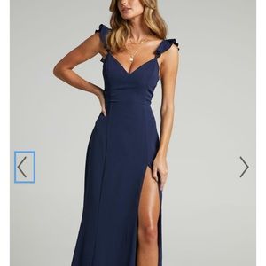 Showpo More Than This Ruffle Strap Maxi Dress Navy